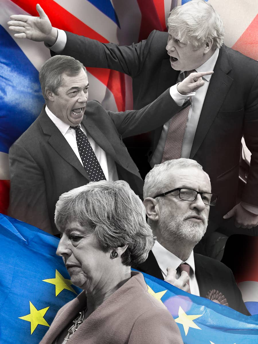 Newsheader Brexit Boris Johnson Theresa May Nigel Farage Verenigd Koninkrijk